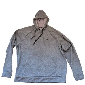 Nike Men Pullover Hoodie Swoosh Heather Gray XL Zipper Sleeve Pocket Fleece